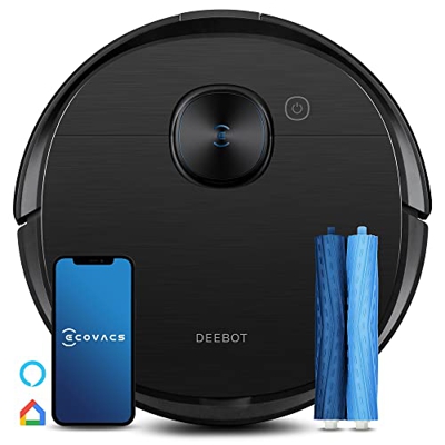 ECOVACS DEEBOT T9 AIVI Robot Aspirador con fregona, Sistema de prevención de obstáculos 3D, Cepillo de Goma Doble multisuperficie, fregona oscilante, 