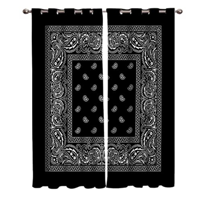 Patrón de Bandana Cortinas de Ventana Sala de Estar Cortinas de Tela al Aire Libre Cortina Decoración del hogar (Color : A, Tamaño : 135W x 160H(cm) x