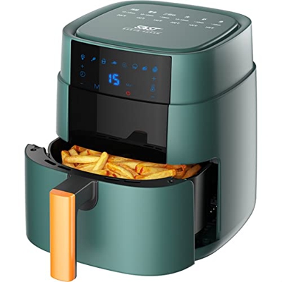 REKIRO Freidora de Aire, cocción eléctrica for fryers de Aire Caliente LCD Pantalla táctil Digital y Bote Antiadherente, 1350W