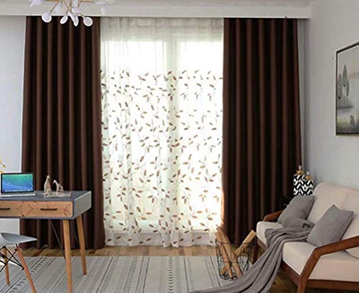 Sala de Estar Habitación Doble Cortinas Opacas Balcón Doble Europeo Cortina de Cocina 140 cm x 245 cm (Ancho x Alto) 2 Paneles Color café Oscuro (café