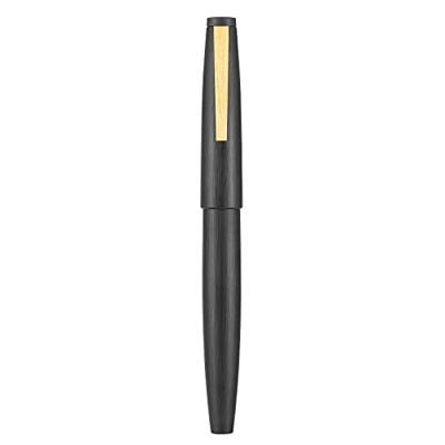 Jinhao 80 Pluma estilográfica de fibra negra, punta extrafina con convertidor y juego de bolsa pequeña para bolígrafo (clip dorado)