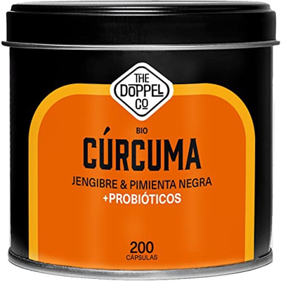 Cúrcuma con Jengibre y Pimienta Negra | PROBIÓTICOS | 200 Cápsulas para 100 Días | 1460mg | Antioxidante y Antiinflamatorio Natural | Articulaciones y