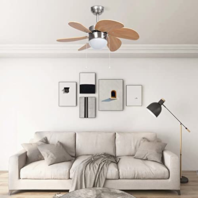 Ventilador de techo con luz 76 cm marrón claro - Electrodomésticos