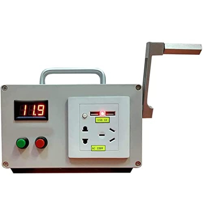 ENPAP Generador de manivela portátil, Mini Fuente de alimentación de manivela de 220 V con 2 Puertos USB, 2 enchufes, Capacidad de batería de 10400 mA