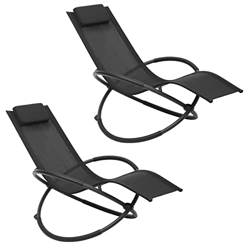 WOLTU Juego de 2 Tumbona de Metalica Tumbona para Camping Silla de Relax Silla Mecedora Tumbona para Jardín, Playa, Terraza, Cubierta Transpirable de  características