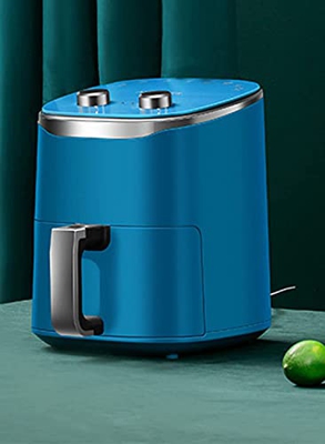 Bevis David Freidora de aire Horno doméstico Máquina de papas fritas multifuncional integrada 5L Freidora eléctrica de gran capacidad (color: azul)