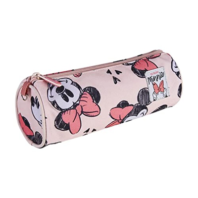 CERDÁ LIFE'S LITTLE MOMENTS - Estuche Escolar Redondo de Niña de Minnie Mouse Portatodo con Apertura de Cremallera - Licencia Oficial Disney, Rosa, 21