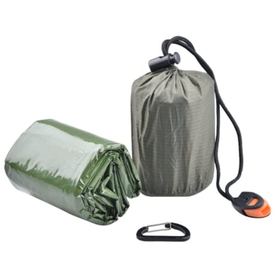 CIYAZA Saco De Dormir De Emergencia Impermeable Ligero PE Película Aluminizada Acampar Al Aire Libre Picnic Escalada Pequeño, Hermoso Y Práctico Verde