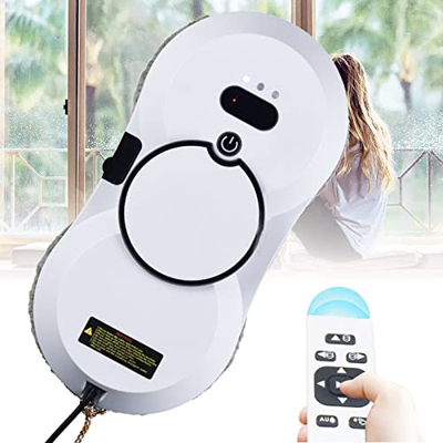 ATRNA Robot Limpiacristales Ventana, Robot Limpieza de Ventanas con Control Remoto para Vidrio, Piso, Baldosas de Cerámica, con Trapo-White