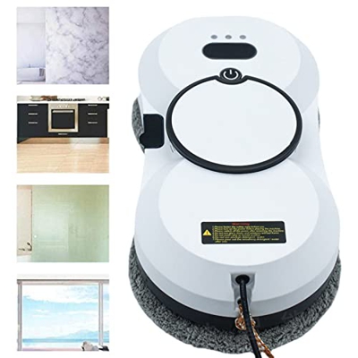ATRNA Robot Inteligente de Limpieza de Ventanas, Limpiacristales Eléctrico Automático Adsorción de Vacío con Ventosa Doble Control Remoto-White