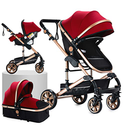 Sistema de Viaje 3 en 1 Carrito con Capazo Cochecito de Bebé 3 en 1 Silla de Paseo para Recién Nacido Cochecito de Viaje Portátil Plegable con Paisaje en oferta