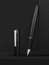 Jinhao 80 - Pluma estilográfica de fibra negra, borde plateado, bolígrafo de caligrafía de punta extrafina de iridio, bolígrafo de escritura suave par características
