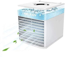 Mini aire acondicionado, ventilador USB de refrigeración por evaporación portátil con humidificador de luz LED de 7 colores con 3 velocidades for la o en oferta