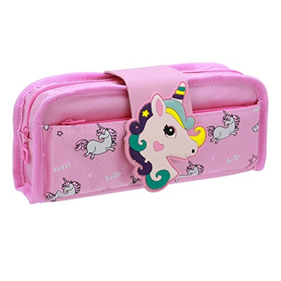 SAMPACK Estuche Escolar, Gran Capacidad, Estuche de Lápices,3 Compartimentos, Estuche para Niñas, Estuche con Solapa, Estuche Multi Uso, Estuche con C