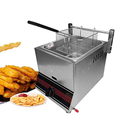 EIXUE 6L Freidora de Gas Industrial con Cesta y Tapa Freidoras de Encimera de Acero Inoxidable para Alimentos Crujientes Restaurante, Freidora de Gas  en oferta