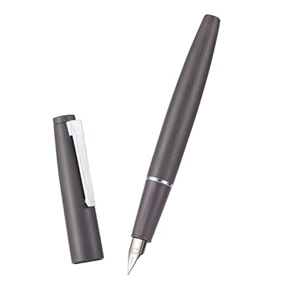 Jinhao 80 Pluma estilográfica de fibra gris con borde plateado, bolígrafo de caligrafía de punta fina de iridio, bolígrafo de escritura suave para ofi