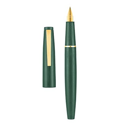 Jinhao 80 Pluma estilográfica de fibra verde, borde dorado, pluma de caligrafía de iridio extra fina, pluma de escritura suave para oficina