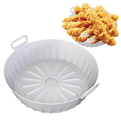 Rianpesn Revestimientos para freidoras de Aire de Silicona,Olla Redonda de Silicona para freidora - Reemplazo para Revestimiento de pergamino inflamab