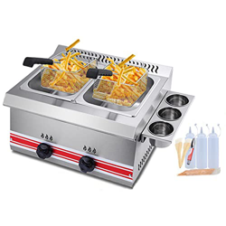EIXUE Freidora de Gas Comercial de 12L*2 Tanques, Freidora de Acero Inoxidable con Cestas para el Hogar, Restaurantes, Alitas de Pollo, Patatas Fritas características