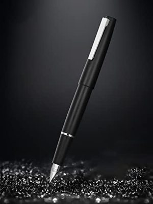 Jinhao 80 - Pluma estilográfica de fibra negra, borde plateado, bolígrafo de caligrafía de punta fina de iridio, bolígrafo de escritura suave para ofi