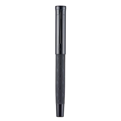 Hongdian Black Forest Max Pluma estilográfica, punta extrafina recubierta de titanio, punta china, talla suave, con convertidor y caja de bolígrafo de