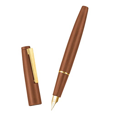Jinhao 80 Pluma estilográfica de fibra naranja, borde dorado, pluma de caligrafía de punta fina de iridio, pluma suave de escritura de oficina