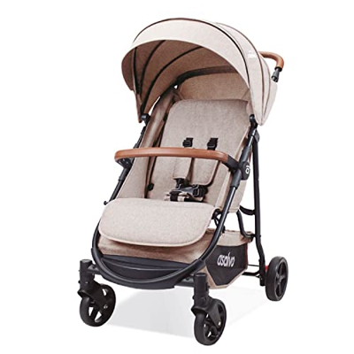 Asalvo Silla de paseo Plegado fácil/Carrito Ligero y compacto/Asiento Amplio y Cómodo/Respaldo Totalmente Reclinable/Capota Extensible con Visera/Rued