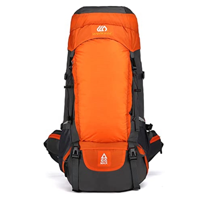 BWBIKE Mochila de Senderismo al Aire Libre 65 L Impermeable para Camping Essentials Bolsa de Viaje con Protección contra la Lluvia, Naranja