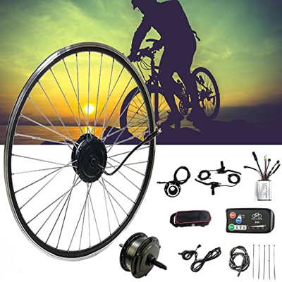 TOOJUN Kit de conversión de Bicicleta eléctrica de 250w, Rueda Trasera Delantera de 26 Pulgadas, Kit de conversión de Motor de Cubo eléctrico de 36V/4