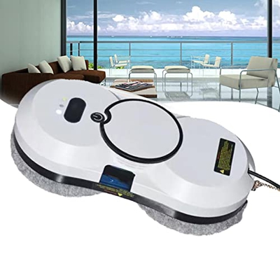 USGitke Robot Limpiacristales,Robot Limpiacristales Automático Inteligente,para Vidrio,Piso,baldosas De Cerámica,con Trapo-White