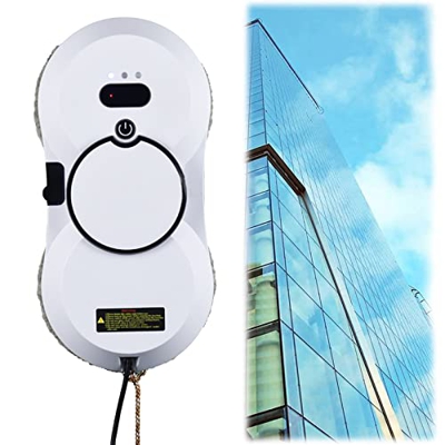 ATRNA Robot Limpiacristales, Limpia Cristales Electrico Ventanas Detecta los límites de la Ventana Control Remoto con 10 Paños-White