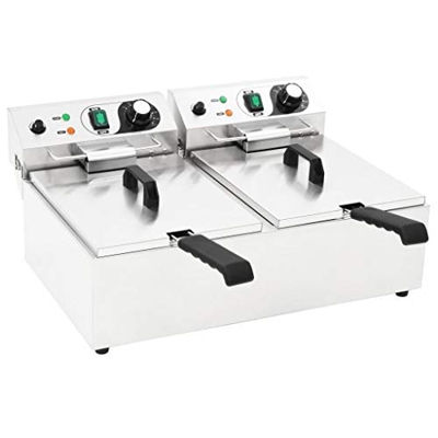 Tidyard Freidora Electrica Doble de Acero Inoxidable (20 litros, 6000 W, 220-240 V) Plateado 59 x 44 x 29 cm