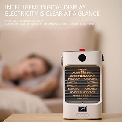 MasterUnion #E365T4 Pantalla Digital Agua Cool-Ing Ventilador recargable portátil con luz LED para oficina en casa, Blanco#h9n825, M