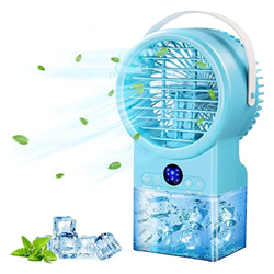 laxyy Ventilador de Escritorio de Aire Acondicionado Personal PortáTil con 3 Velocidades con Luz LED de Colores para el Hogar, la Oficina y la Habitac precio