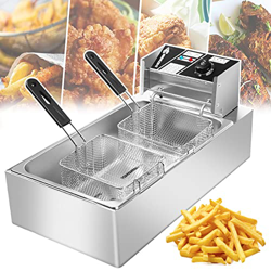 志城 Freidora Comercial De 12L, Freidora EléCtrica De Doble Cilindro De 0-300 ℃, Papas Fritas De Encimera De Doble Canasta, Ahorro De EnergíA Y Simple,  en oferta