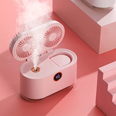 #s5jj9p Doble Cabeza Spray Aire Fanmini Air-Conditionernight Lightingwater Suministro y Humidificationintelnt Pantalla Digital Aire, Rosa#e798v7, M