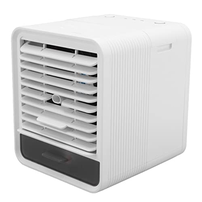 Ventilador de Aire Acondicionado Portátil, Pequeño Enfriador de Aire Evaporativo, Humidificador de Ventilador de Escritorio Recargable por USB con 3 V