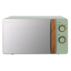 Russell Hobbs Microondas manual RHMM713MG-N de 17 litros, color verde mate, con mango de efecto madera y diales características
