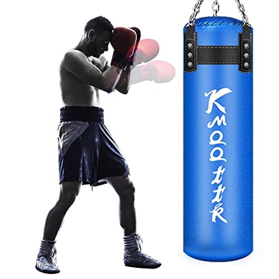 Jumpdealz Ciężki UNFilled Punchbag MMA Martial Arts Muay Thai Kickboxing Boxing Set Punching Bag with Hanging Chain, Adult Punchbag,Azul,140cm