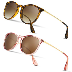 SUNGAIT 2 Pares Gafas de Sol Mujer Hombre Retro Redondas Unisex UV400 Proteccion (Marco Ámbar Mate/Lente Gradiente Polarizado Marrón + Marco Rosa Marr características