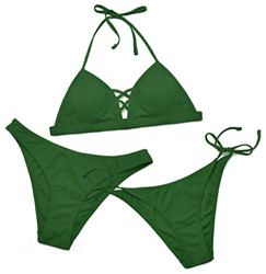 SHEKINI Traje de Baño de Tres Piezas Mujer Cruzar Ajustable Bikini Top Traje de Bikini Cintura Baja Triángulo Parte Inferior de Bikini y Ties-Up En Am características