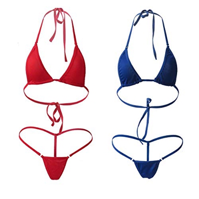 HNJZX Mujeres Micro Bikini Dos Piezas Traje De Baño Beachwear Tamaño 6 8 10 Sexy Tiny String Bikini Sets (A)