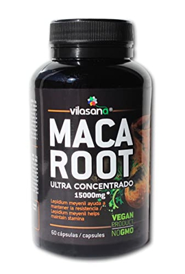 VILASANA Maca Root 15.000MG NO GMO,60 cápsulas veganas RAÍZ DE MACA ALTA POTENCIA