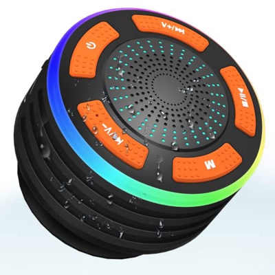 Altavoces Bluetooth Inalambrico, ssouwao Altavoz Impermeable Portatil, Luces LED de Colores, Radio FM, Impermeable y a Prueba de Polvo IPX7, para el H