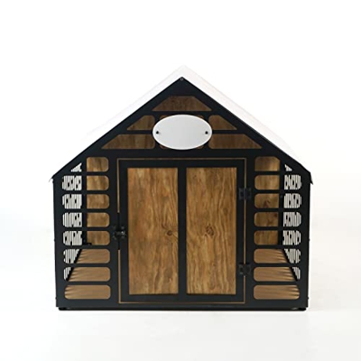 Muebles de jaula para perros de uso interior, moderna perrera para perros y gatos, madera sobre metal, casa para mascotas pequeña, mediana y grande (m