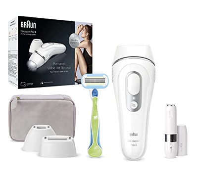Braun Silk-expert Pro 3 Depiladora mujer luz pulsada IPL, cabezal de precisión y maquinilla de afeitar Venus + Face Rasuradora facial para mujer con l
