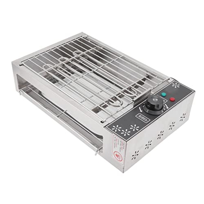 PENO Parrilla eléctrica sin Humo, Parrilla eléctrica de Doble Capa Diseño sin Humo de Calentamiento rápido para Fiestas Enchufe de la UE 220 V