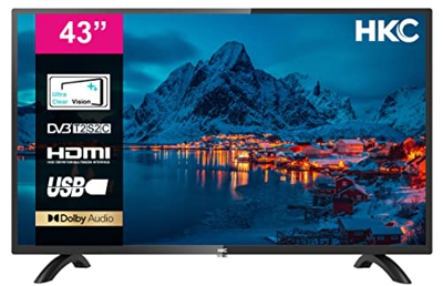 Televisor HKC 43D1 de 43 Pulgadas (TV 109 cm), Dolby Audio, LED, Triple sintonizador DVB-C/T2/S2, Ci+, HDMI, Reproductor Multimedia vía USB, Salida de