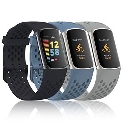 Wizvv Correa Compatible con Fitbit Charge 5 Tracker, Correas de Reloj Deportivo de Silicona Suave y Transpirable de Repuesto para Charge 5 para Mujere