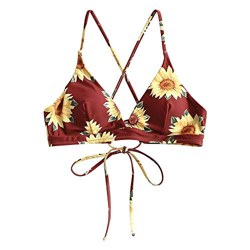 ZAFUL - Traje de baño sexy para mujer, 2 piezas, cintura alta, con cordones, corte cruzado, bikini, Color rojo., M precio